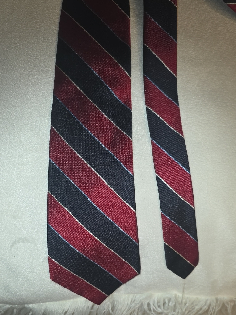 Claybrook Pure Silk Striped Burgundy and Navy Men's Tie 58 Inches Long Hand Made